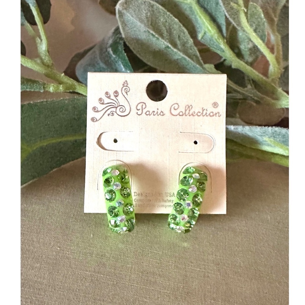 Green rhinestone earrings